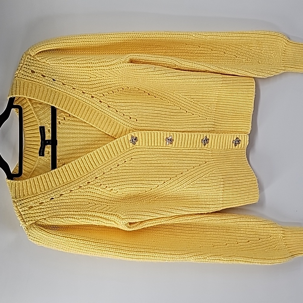 Yellow V-Neck Button Cardigan Sweater - Picture 12 of 16